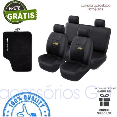 Imagem de Conjunto completo capa para banco de carro em couro preto + tapetes para onix 2012a15