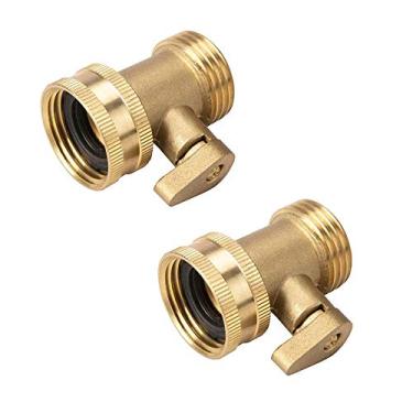 Imagem de Pacote com 2 válvulas de corte de latão de mangueira de jardim, 3/4" rosca conector de mangueira de água resistente adaptador de mangueira de torneira de válvula de esfera