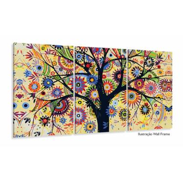 Imagem de Quadro Árvore Colorida Decorativo Em Tecido 3 Peças sala qua
