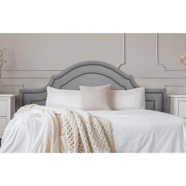 Imagem de Cabeceira Casal Provençal Dupla 140x60 Suede Cinza - T. Fumê