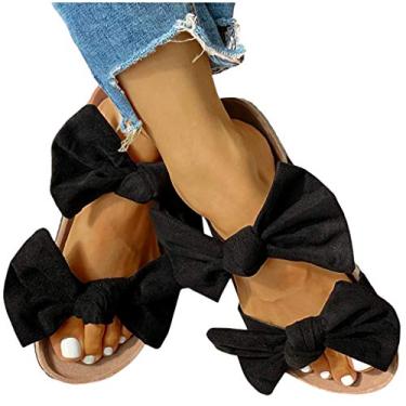 Imagem de Sandálias femininas Gibobby com salto plataforma romano confortáveis sandálias de fundo plano sem cadarço com clipe no dedo do pé sandálias de verão com tiras em T, Z07 - preto, 8