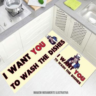 Imagem de Tapete De Cozinha Personalizado Conjunto I Want You To Wash - Criative