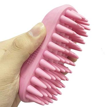 Imagem de ZOOPOLR Escova de xampu de silicone para animais de estimação para cabelos longos e curtos, rosa (novo), cães e gatos, escova de silicone para banho de caril, pente de massagem