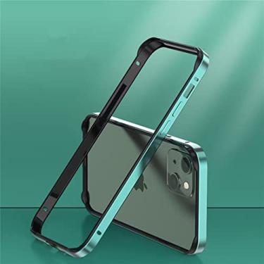 Imagem de Compatível com iPhone X/XS/11 Pro, capa bumper de metal anti-riscos liga de alumínio armação de metal de quatro cantos proteção à prova de choque capa protetora de estrutura rígida armadura para telefone - verde