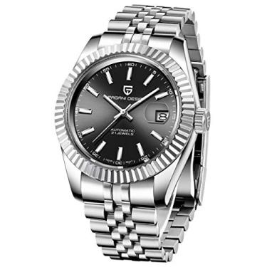 Imagem de Pagani Design Relógios masculinos automáticos de aço inoxidável, relógios esportivos masculinos à prova d'água, mecânicos, mostrador analógico, Japão, NH35A.., Prateado, branco, Mecânica