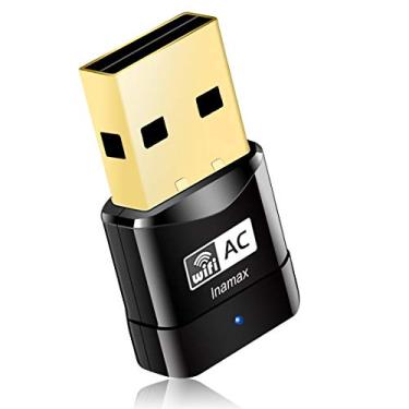 Imagem de Adaptador Nano USB WiFi para PC - Inamax AC600 2.4G/5G Adaptador de rede sem fio de banda dupla para desktop, laptop, tamanho mini viagem, suporta Windows 11,10, 8.1, 8, 7, XP, Vista/Mac OS X 10.15 ou