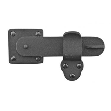 Imagem de Renovators Supply Manufacturing Trava de porta de ferro forjado preto 14,6 cm C antigo médio a leve, fecho de dois lados, resistente à ferrugem, travas de porta de celeiro revestidas a pó com ferragens