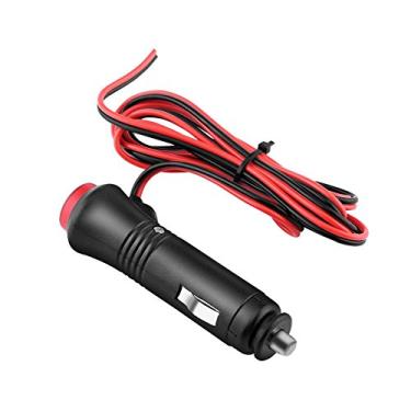 Imagem de Tomada de isqueiro de cigarro com fio, materiais de plástico e metal Qiilu, 12V 24V 1.5m macho carro isqueiro soquete adaptador de tomada no interruptor fusível fusível masculino isqueiro