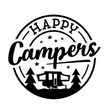 Imagem de Adesivo de vinil CCI Happy Campers Stars Camper Stars | Carros Caminhões Vans Walls Laptop|Preto |5,5 x 5,25 pol. |CCI2014