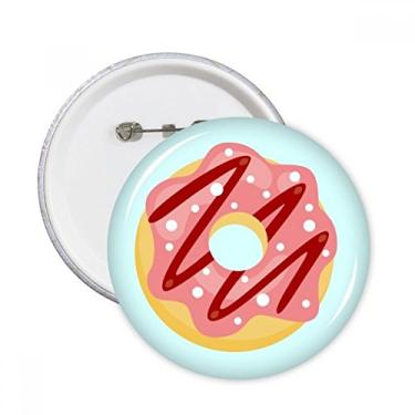 Imagem de Rosquinha vermelha sobremesa comida doce alfinetes redondos crachá botão emblema acessório decoração 5 peças