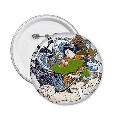 Imagem de Quimono japonês mulher samurai alfinetes crachá botão emblema decoração acessório 5 peças