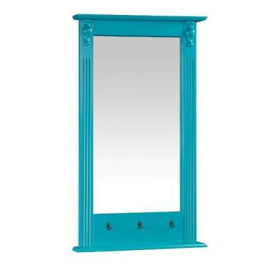 Imagem de Espelho Retangular com Moldura para Banheiro Na Cor Azul