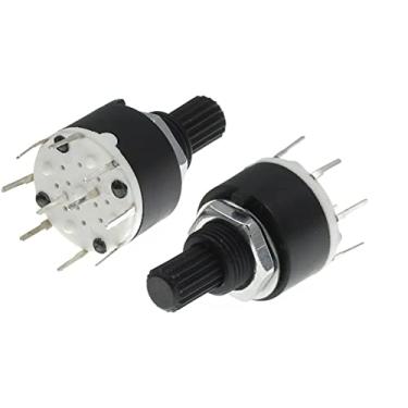 Imagem de Codificador rotativo 10PCS SR16 Plástico 16MM Interruptor de Banda Rotativa 2 Pólo 3 4 Posição 1 Pólo 5 6 8 Comprimento da Alça de Posição 15MM Interruptor de Banda Eixo (Cor: 2 Polos 4)