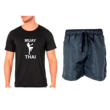 Imagem de Kit Camiseta Masculina Muay Thai + Short Tactel Esporte - Ragor