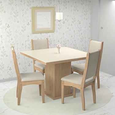 Imagem de Conjunto Sala de Jantar 4 Lugares Mesa Grecia e Cadeira Paris Tecido A40 Móveis Meneghetti Inovata