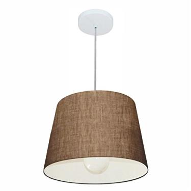 Imagem de Lustre Pendente Cone Cúpula Tecido 30/40x30 cm, Vivare Iluminação, Pendente4240 LC, Café, Médio