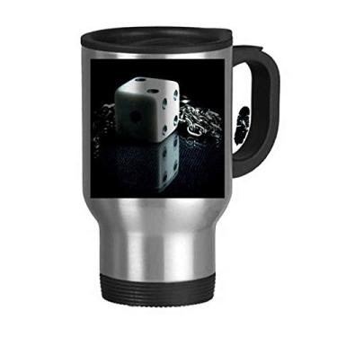 Imagem de Caneca de viagem com corrente de dados para jogos e foto de aço inoxidável copo de carro copo térmico