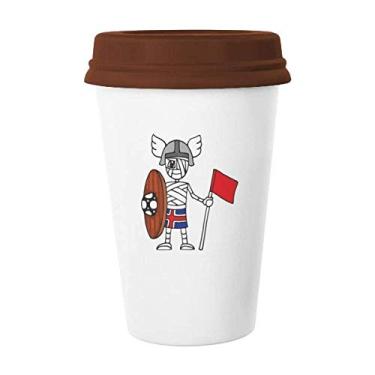 Imagem de Caneca de cerâmica Iceland Viking Mummy Soccer Caneca de café Copo de cerâmica