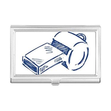 Imagem de Apito de futebol de desenho animado com porta-cartões de visita de futebol azul