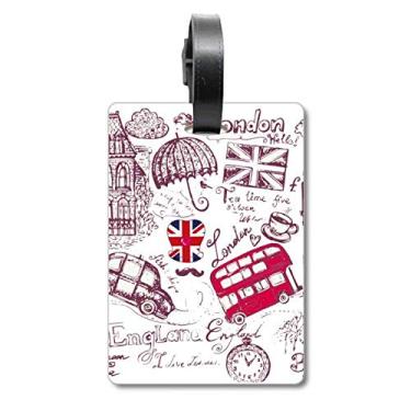 Imagem de Big Ben Bus Bandeira da Inglaterra Sketch Ilustração Bolsa de Mala Etiqueta de Bagagem Cartão de Bagagem Scutcheon Etiqueta