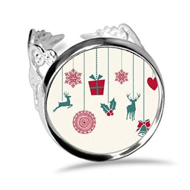 Imagem de DIYthinker Anel de noivado de Natal com alce e flocos de neve e coração ajustável