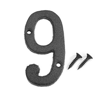 Imagem de Placa de casa flutuante 3D de 8 cm, placa de metal digital com números de porta de ferro fundido 0-9, placa de porta, apartamento de hotel, casa, rua, jardim, caixa de correio com parafusos, preta, durável