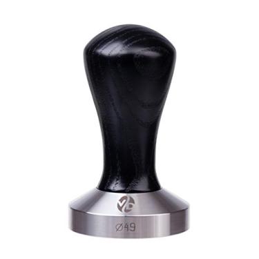 Imagem de Tamper – Espresso Tamper – 51 mm Tamper – Café Tamper Classic Series – Ferramenta de prensa de café – Tamper Espresso – Aço inoxidável Espresso Tamper – Alça de madeira sólida – Amortecedores de base de pressão, Preto, 49mm
