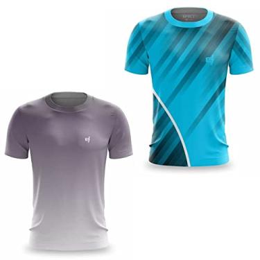 Imagem de Kit 2 Camiseta Masculina Fitness Pro Dry Estampada Proteção UV Academia Musculação Treino Gênero:Masculino;Cor:Roxo;Tama