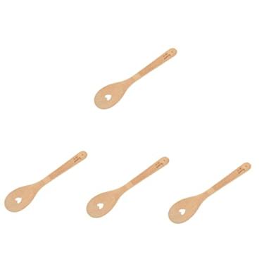 Imagem de HEMOTON 4 Pcs Mexendo Colher De Pau Pá De Cozinha De Madeira Colheres De Sorvete Colher De Chef Colheres De Jantar Pá De Mistura Remo De Madeira Colher Coador Colher De Mexer Amar Panela