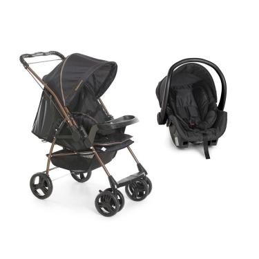 Imagem de Travel System Galzerano Carrinho de Bebê Preto com Cobre Milano com Bebe Conforto Cocoo...