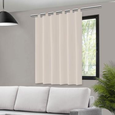 Imagem de Cortina Blecaute Blackout Dupla Face Bege Corta Luz Branca Com Alça - 140X140cm