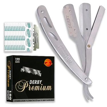 Imagem de Equinox Professional Steel Straight Edge Razor with 100 Single Edge Derby Premium Blades by Equinox International - Great for Barbers, Salons, and Hair Enthusiasts