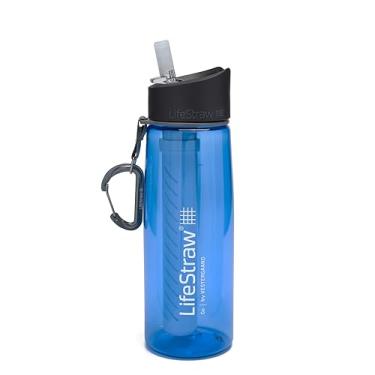 Imagem de Garrafa de filtro de água LifeStraw Go com filtro integrado de 2 estágios para caminhadas, mochilas e viagens, azul (LSGOV2CR45)