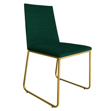 Imagem de Cadeira de Jantar Estofada Lille Base Gold Veludo Verde - Montanaris Decor
