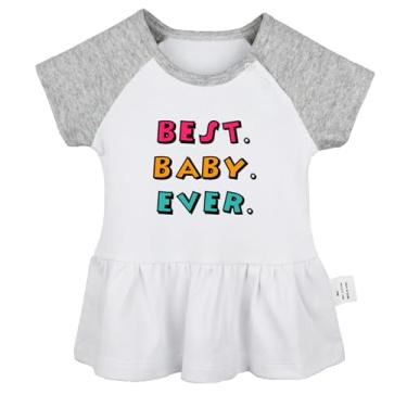 Imagem de Best Baby Ever Vestidos Engraçados Vestido de Princesa Bebê Recém-nascido Bebê Bonito Babados Saias 0-24M Roupas de Algodão Infantil, Vestido raglan cinza, 18-24 Meses