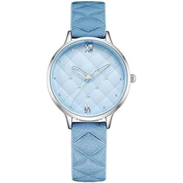 Imagem de Relógio Casual Fino Relógio Casual Feminino Relógio De Pulso Elegante 33 Mm Relógio Feminino Minimalista Fashion Com Pulseira De Couro PU Relógios De Negócios Da Moda,Azul,Hilarious123