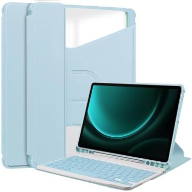 Imagem de Capa protetora para tablet Capa para tablet inteligente compatível com Samsung Galaxy Tab S9 FE Plus/+ SM-X610/SM-X616 capa de 12,4 polegadas com capa de teclado suporte de visualização multiângulo Es