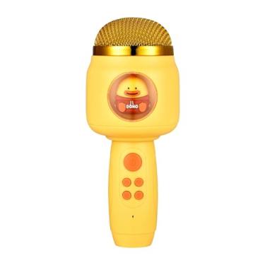 Imagem de Alto-falante com microfone LED, microfone cantando, microfone Bluetooth, brinquedo de máquina de microfone infantil para crianças, amarelo