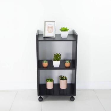 Imagem de Armário Organizador Móvel Multiuso Preto com Rodinhas 40cm