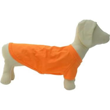 Imagem de Lovelonglong 2019 Trajes de animal de estimação Roupas de cachorro roupas em branco Camisetas para cães grandes médios pequenos 100% algodão 18 coresLovelonglong D-XL (for Dachshund -30lbs) laranja