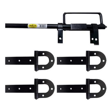 Imagem de Dobradiça De Porteira 300mm 4un + 2 Tranca Met Forjada Tarza