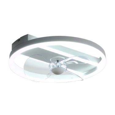 Imagem de Ventilador de teto LED moderno, com controle remoto Quarto Ventilador invisível Iluminação LED inteligente Luz de escurecimento contínuo 6 velocidades de vento 40 CM Silencioso para sala de