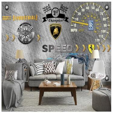 Imagem de TUYIFA Cimento 3D série carro esportivo papel de parede papel de parede quarto TV sofá fundo mural de parede (78" x 55" (200 x 140 cm), pano de seda)