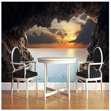 Imagem de TUYIFA Caverna paisagem canyon caverna papel de parede 3D papel de parede sala de estar quarto TV sofá pintura decorativa fundo mural de parede (169''x118'' (430x300cm), pano de seda)