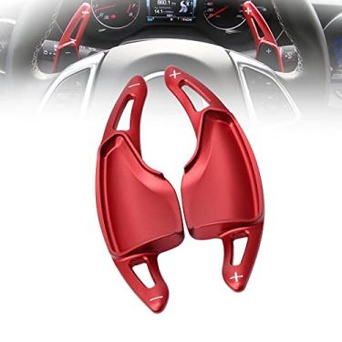 Imagem de HIBEYO Extensões de mudança de volante de reposição esportivas para Chevy Chevrolet Camaro 2016-2019, C7 Corvette 2015-2019 Acessórios interiores Remo de mudança CNC Billet vermelho