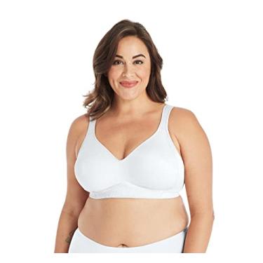 Imagem de Playtex Sutiã feminino plus size 18 horas sem costura cobertura total 4049 com opção de pacote com 2, Branco, 46DD