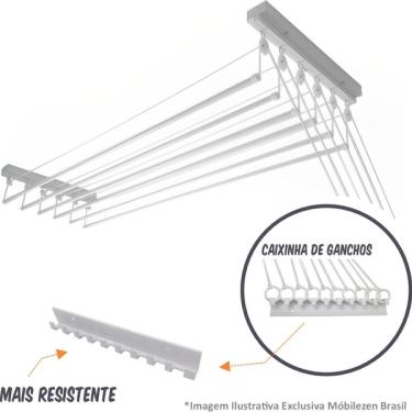 Imagem de Varal Individual De Teto 150cm X 10 Varetas - Em Alumínio Bra