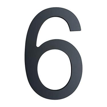 Imagem de Números de casa modernos de 15 cm – Número de endereço residencial flutuante de aço inoxidável, fácil de instalar, acabamento preto, Number 6