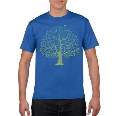 Imagem de BAFlo Camisetas masculinas e femininas com estampa de árvore da vida, Azul, PP