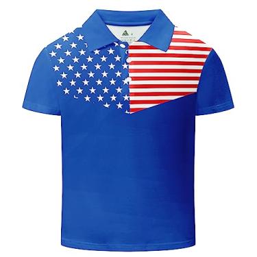 Imagem de WENTTUO Camisa polo masculina manga curta piqué uniforme escolar desempenho gola golfe camisetas macias idade 7-16, #008 Azul royal, 13-14 Anos